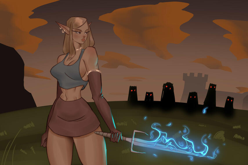 Elf Fighter - custom D&amp;D character illustration